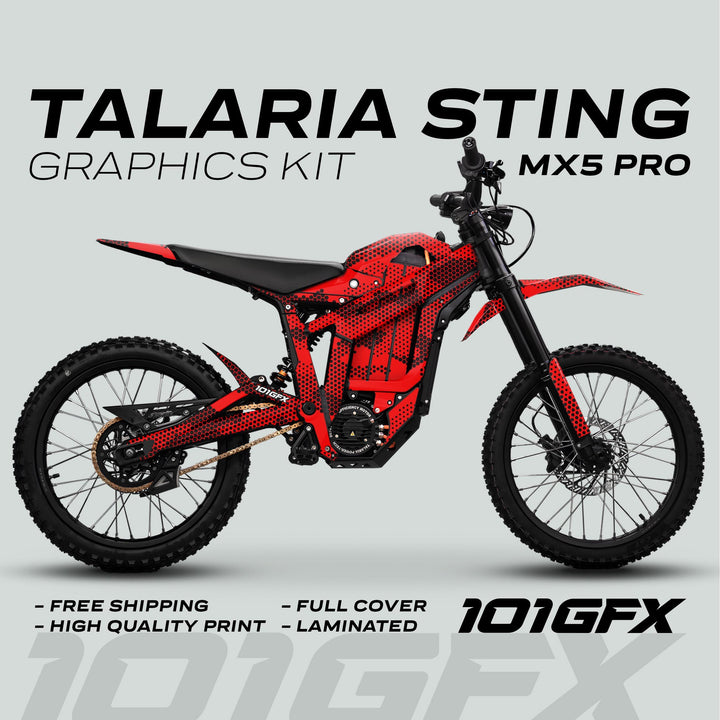 Talaria Sting MX5 PRO Graphics Kit HEXOCAM RED Decals