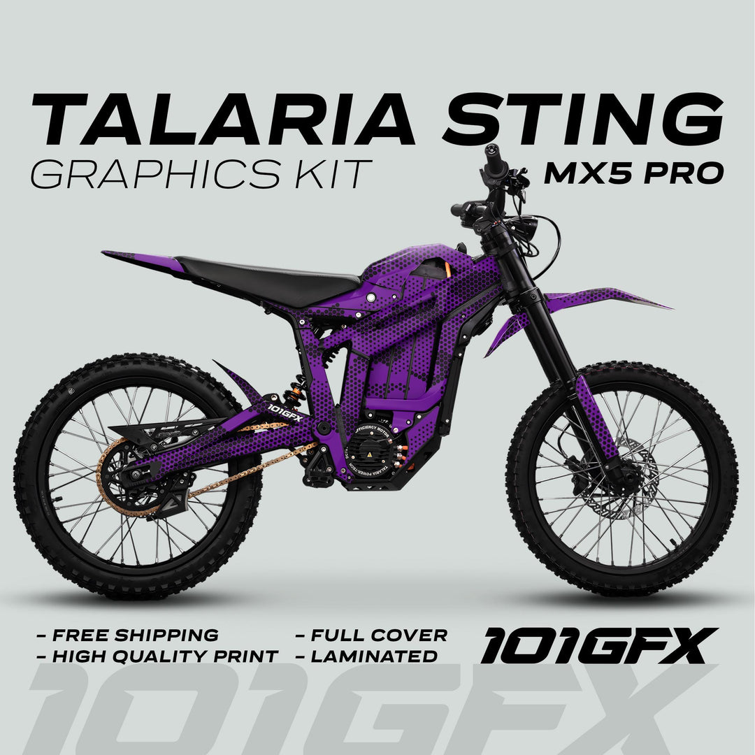 Talaria Sting MX5 PRO Graphics Kit HEXOCAM PURPLE Decals