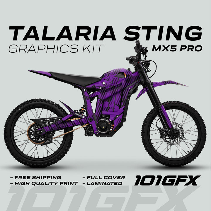 Talaria Sting MX5 PRO Graphics Kit HEXOCAM PURPLE Decals
