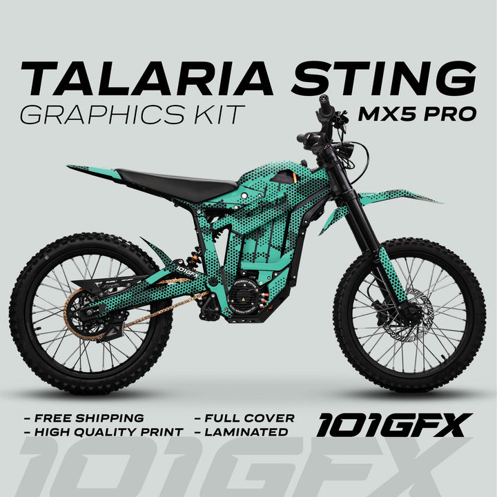 Talaria Sting MX5 PRO Graphics Kit HEXOCAM MINT Decals