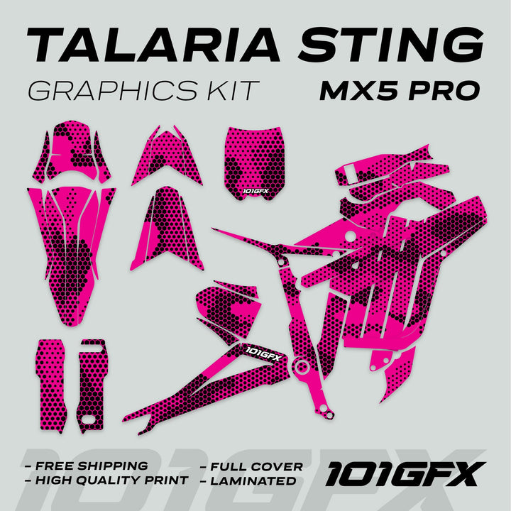 Talaria Sting MX5 PRO Graphics Kit HEXOCAM MAGENTA Decals