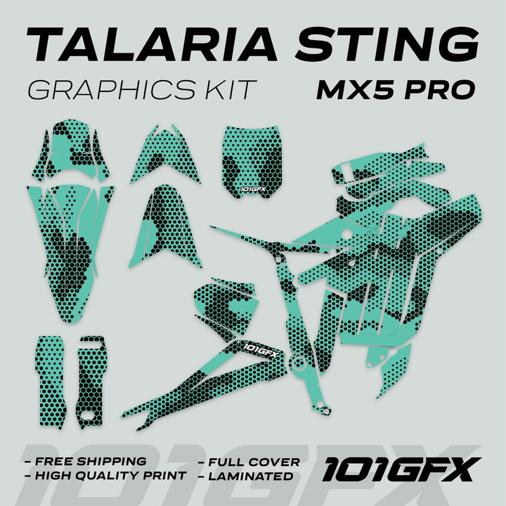 Talaria Sting MX5 PRO Graphics Kit HEXOCAM MINT Decals