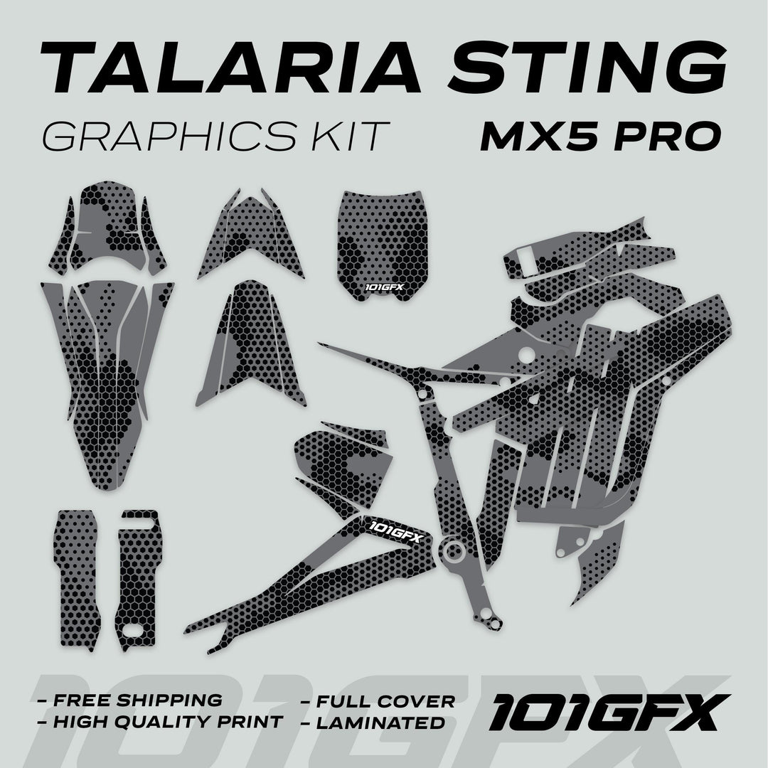 Talaria Sting MX5 PRO Graphics Kit HEXOCAM GREY Decals