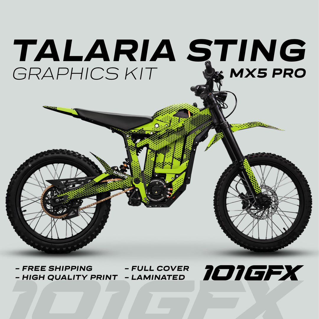 Talaria Sting MX5 PRO Graphics Kit HEXOCAM GREEN Decals
