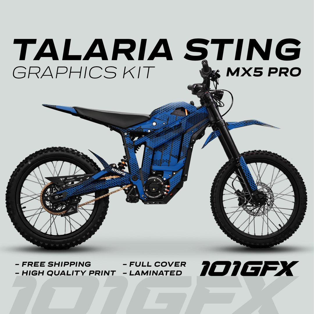 Talaria Sting MX5 PRO Graphics Kit HEXOCAM BLUE Decals