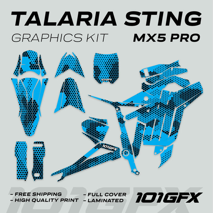 Talaria Sting MX5 PRO Graphics Kit HEXOCAM CYAN Decals