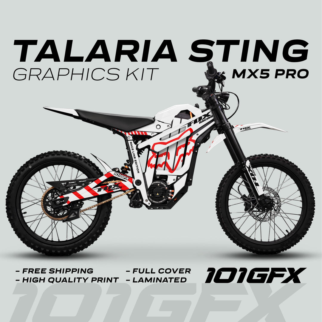 Talaria Sting MX5 PRO Graphics Kit FOX RACELINE White Red Decals