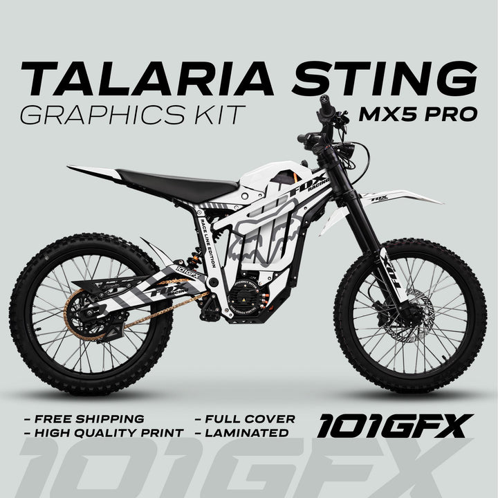 Talaria Sting MX5 PRO Graphics Kit FOX RACELINE White Grey Decals