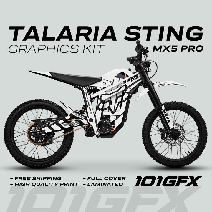 Talaria Sting MX5 PRO Graphics Kit FOX RACELINE White Black Decals