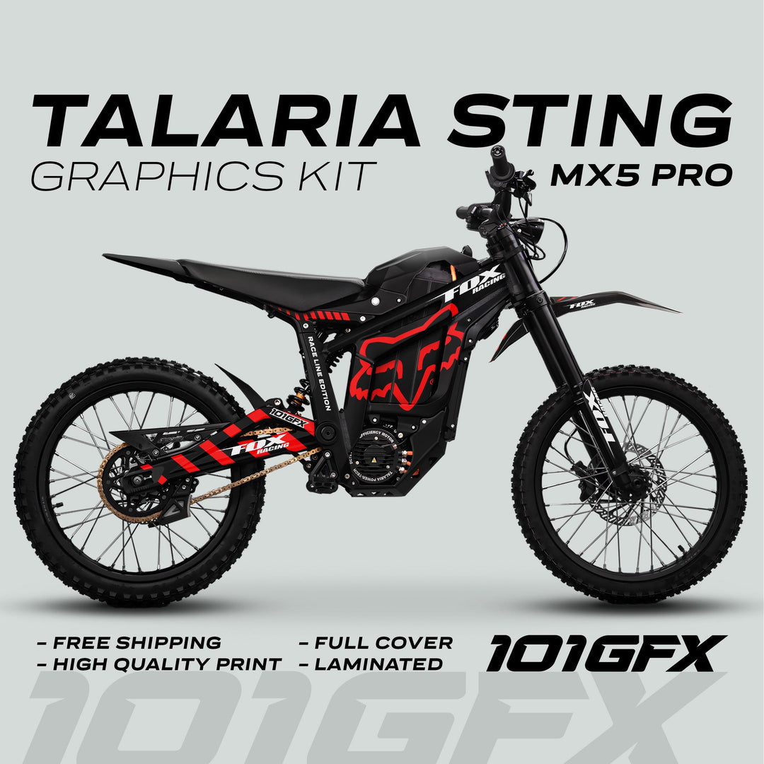 Talaria Sting MX5 PRO Graphics Kit FOX RACELINE Black Red Decals