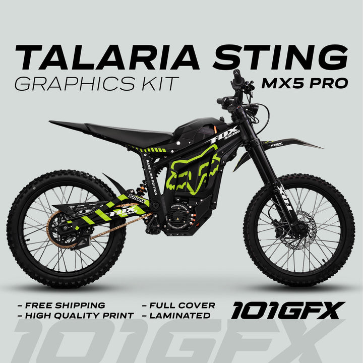 Talaria Sting MX5 PRO Graphics Kit FOX RACELINE Black Green Decals