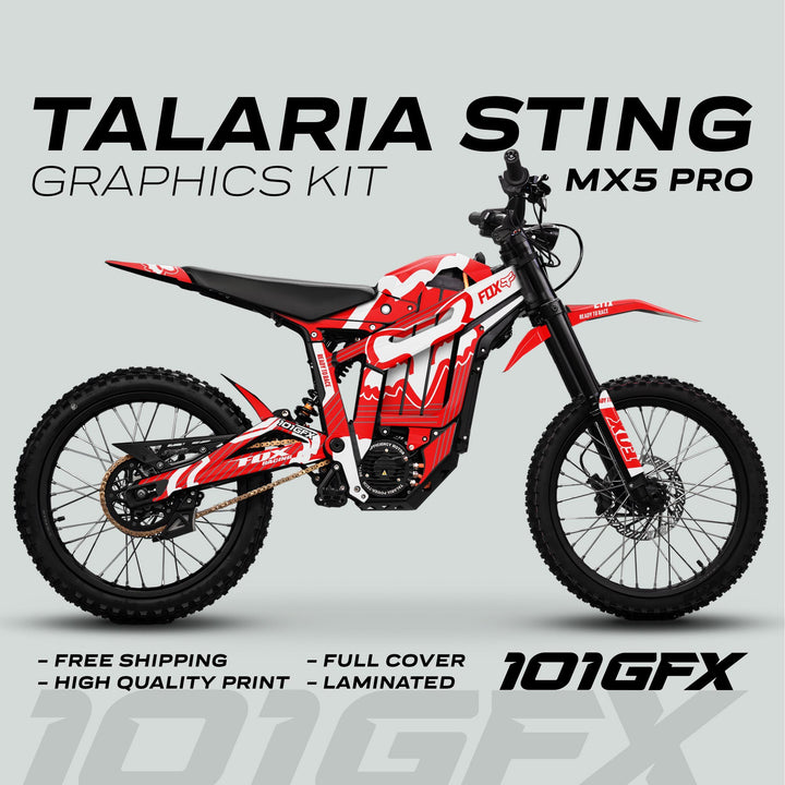 Talaria Sting MX5 PRO Graphics Kit FOX STRIPES Red White Decals
