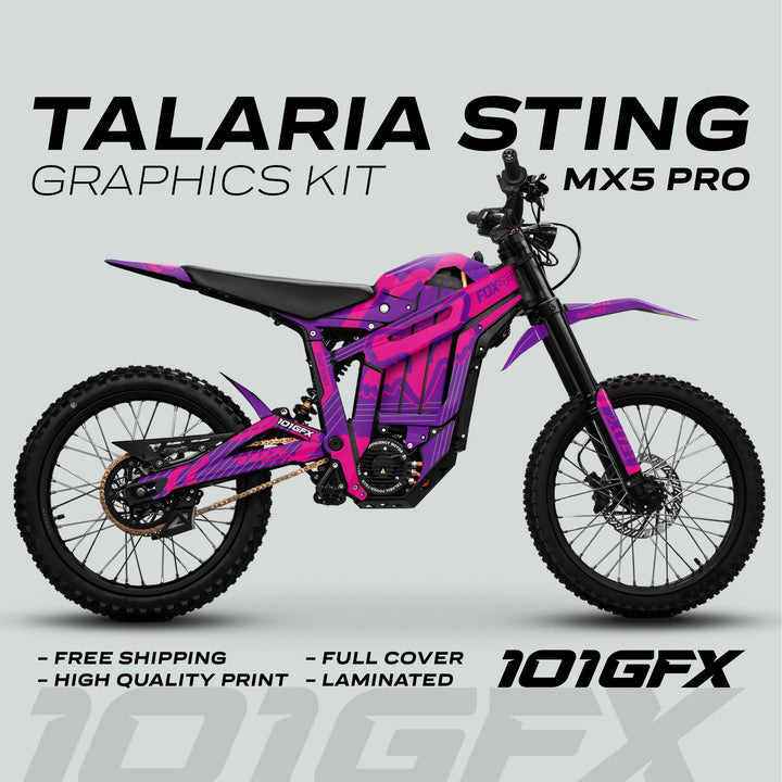 Talaria Sting MX5 PRO Graphics Kit FOX STRIPES Purple Magenta Decals