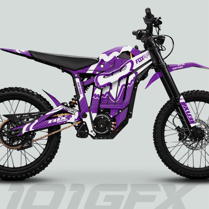 Talaria Sting MX5 PRO Graphics Kit FOX STRIPES Purple White Decals