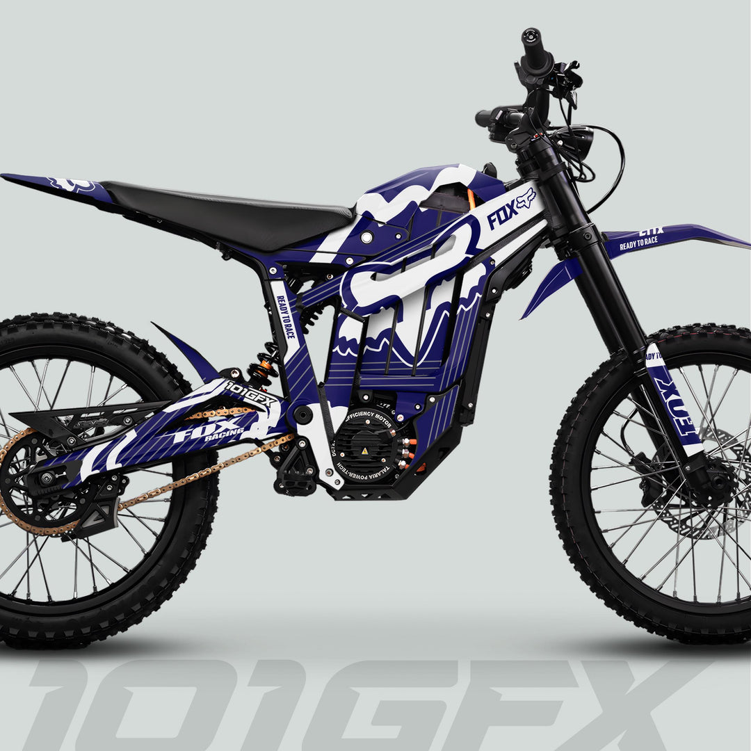 Talaria Sting MX5 PRO Graphics Kit FOX STRIPES Navy White Decals