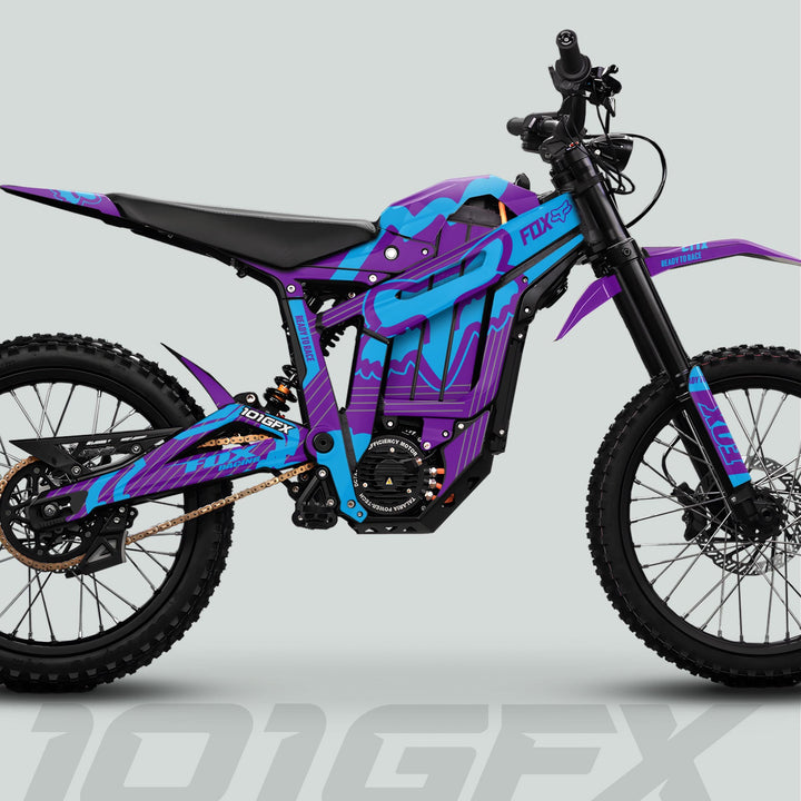 Talaria Sting MX5 PRO Graphics Kit FOX STRIPES Purple Cyan Decals