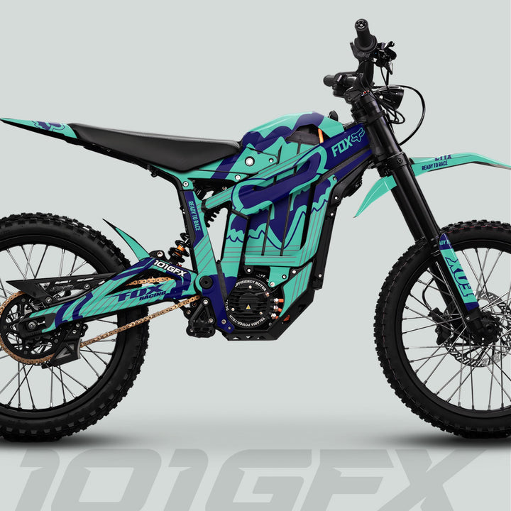 Talaria Sting MX5 PRO Graphics Kit FOX STRIPES Mint Navy Decals