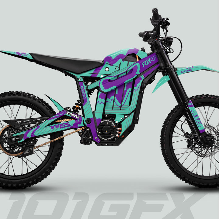 Talaria Sting MX5 PRO Graphics Kit FOX STRIPES Mint Purple Decals