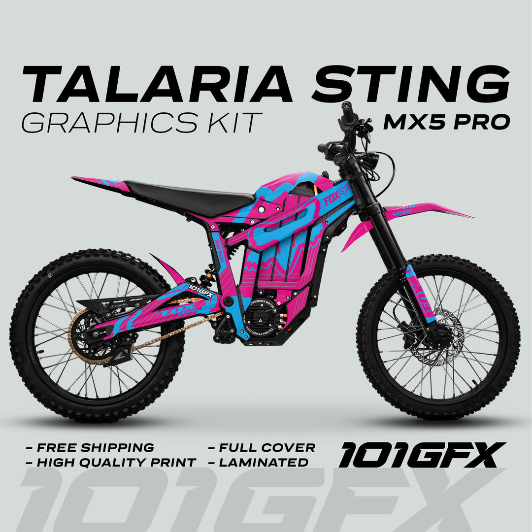 Talaria Sting MX5 PRO Graphics Kit FOX STRIPES Magenta Cyan Decals