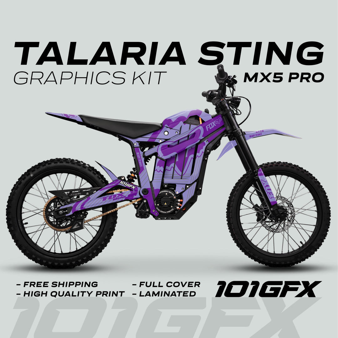 Talaria Sting MX5 PRO Graphics Kit FOX STRIPES Duo Purple Decals
