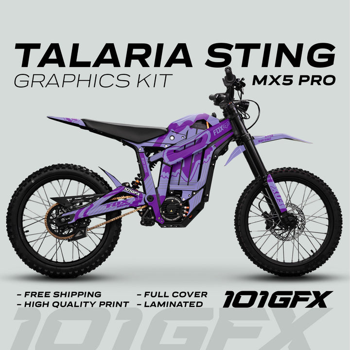 Talaria Sting MX5 PRO Graphics Kit FOX STRIPES Duo Purple Decals