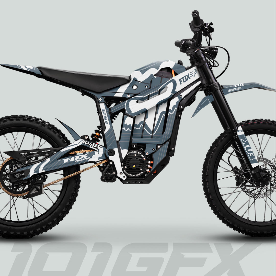 Talaria Sting MX5 PRO Graphics Kit FOX STRIPES Grey White Decals