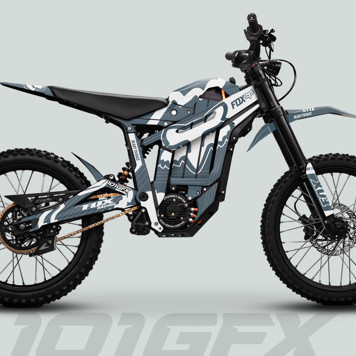 Talaria Sting MX5 PRO Graphics Kit FOX STRIPES Grey White Decals
