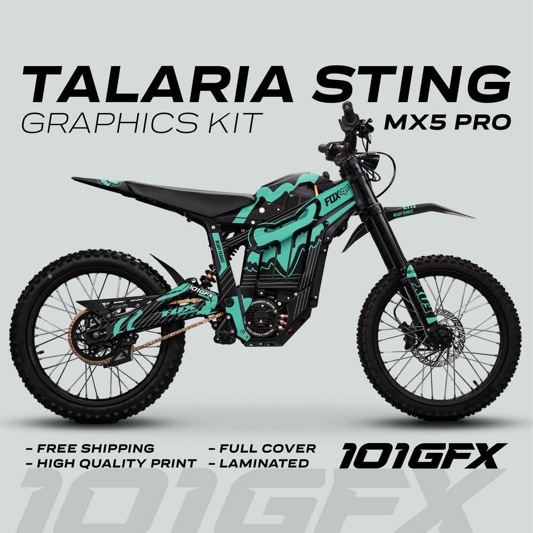 Talaria Sting MX5 PRO Graphics Kit FOX STRIPES Black Mint Decals