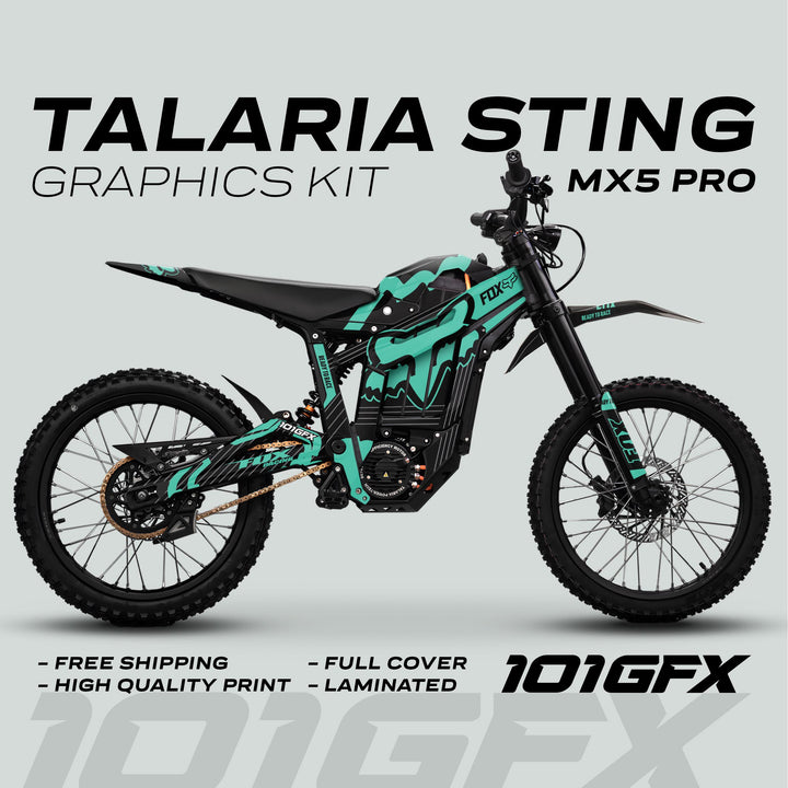 Talaria Sting MX5 PRO Graphics Kit FOX STRIPES Black Mint Decals