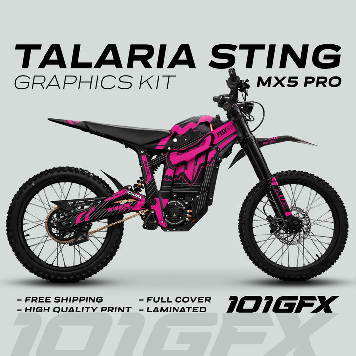 Talaria Sting MX5 PRO Graphics Kit FOX STRIPES Black Magenta Decals