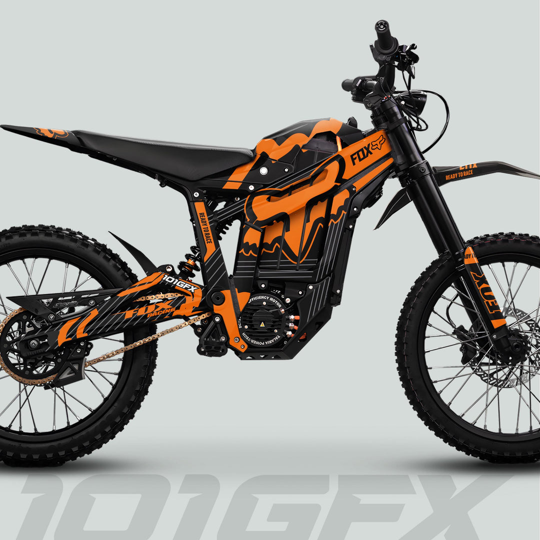 Talaria Sting MX5 PRO Graphics Kit FOX STRIPES Black Orange Decals