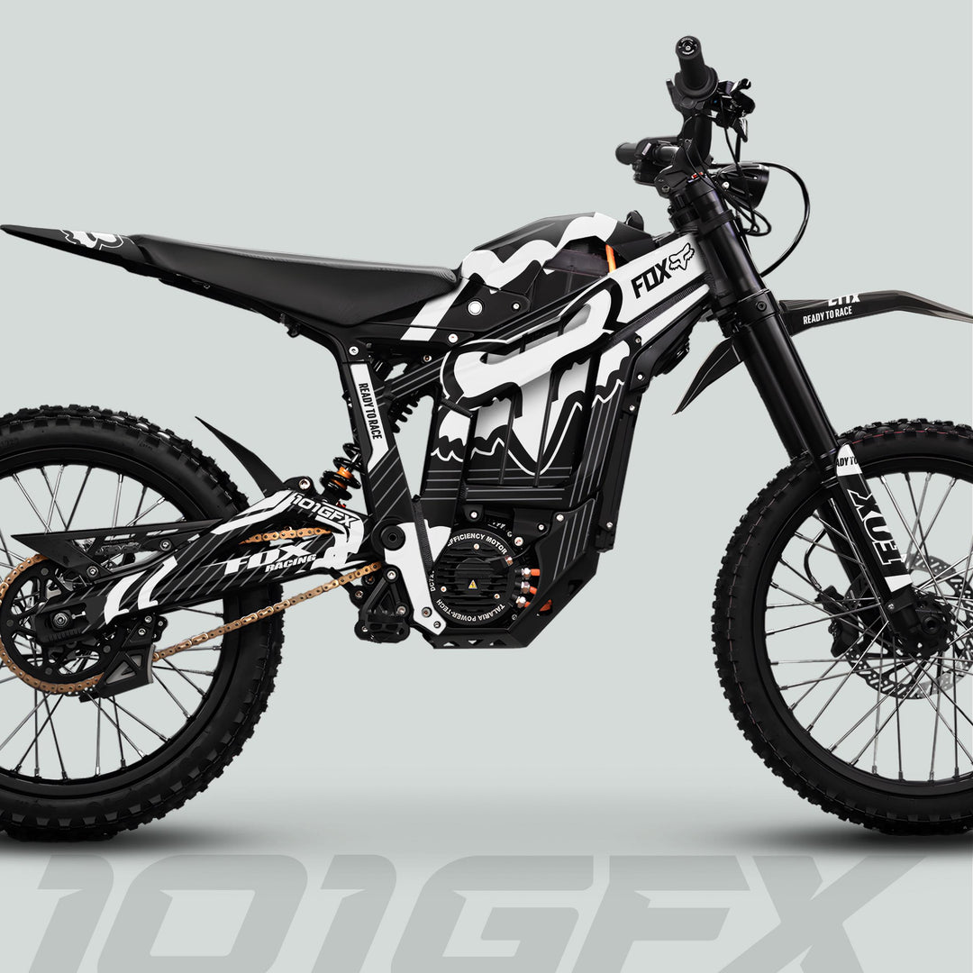 Talaria Sting MX5 PRO Graphics Kit FOX STRIPES Black White Decals