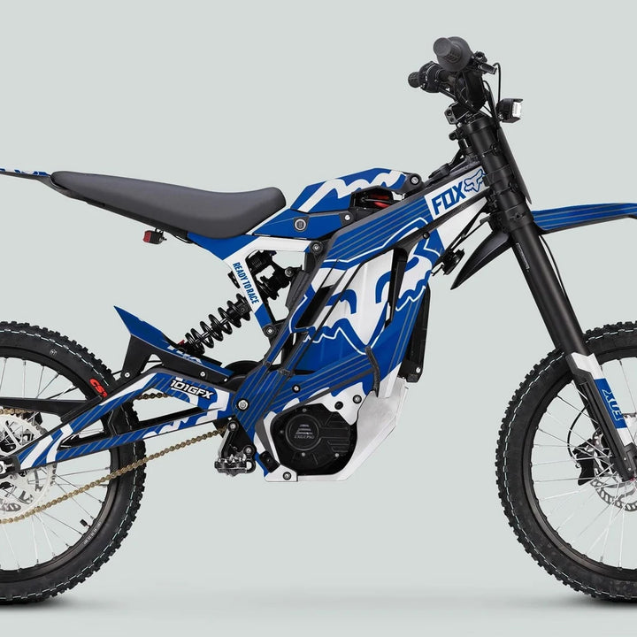 E Ride Pro SS Graphics Kit FOX R Stripes Blue White