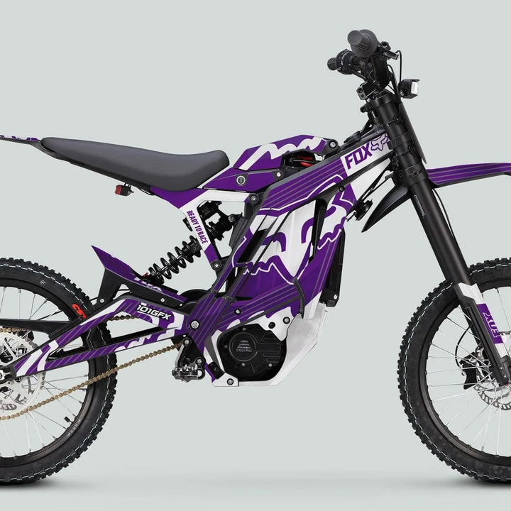 E Ride Pro SS Graphics Kit FOX R Stripes Purple White