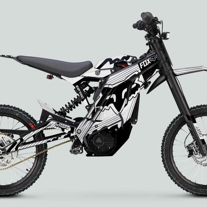 E Ride Pro SS Graphics Kit FOX R Stripes White Black