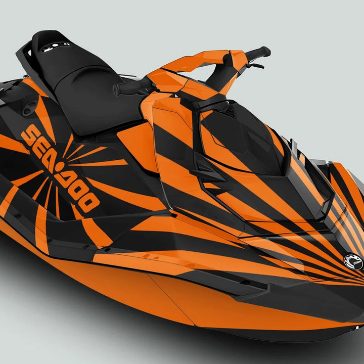 Sea Doo Spark Graphics kit RAYS BLACK ORANGE