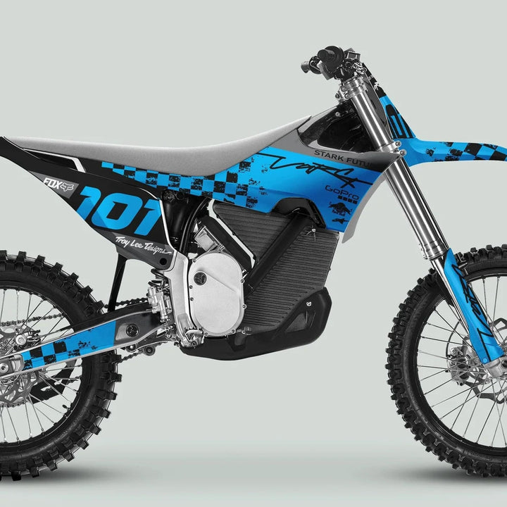 Stark Varg Graphics Kit RACE BLACK Cyan Decals Stickers
