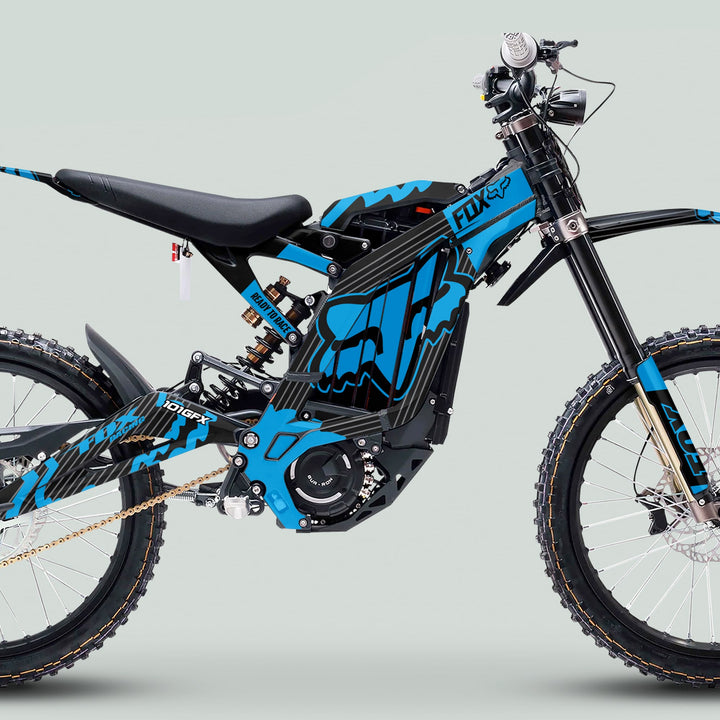 Surron Light Bee X Graphics Kit FOX STRIPES BLACK Cyan