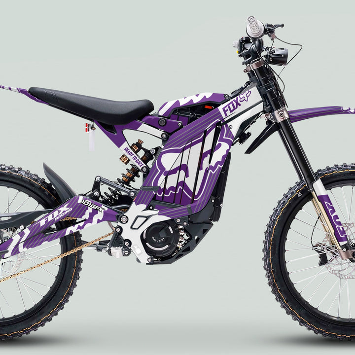 Surron Light Bee X Graphics Kit FOX STRIPES PURPLE White